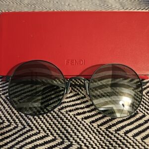 Fendi Green Round Sunglasses with Red Case